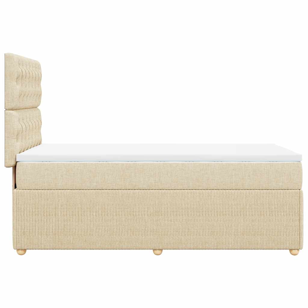 vidaXL Κρεβάτι Boxspring με Στρώμα Κρεμ 90x200 εκ.Υφασμάτινο