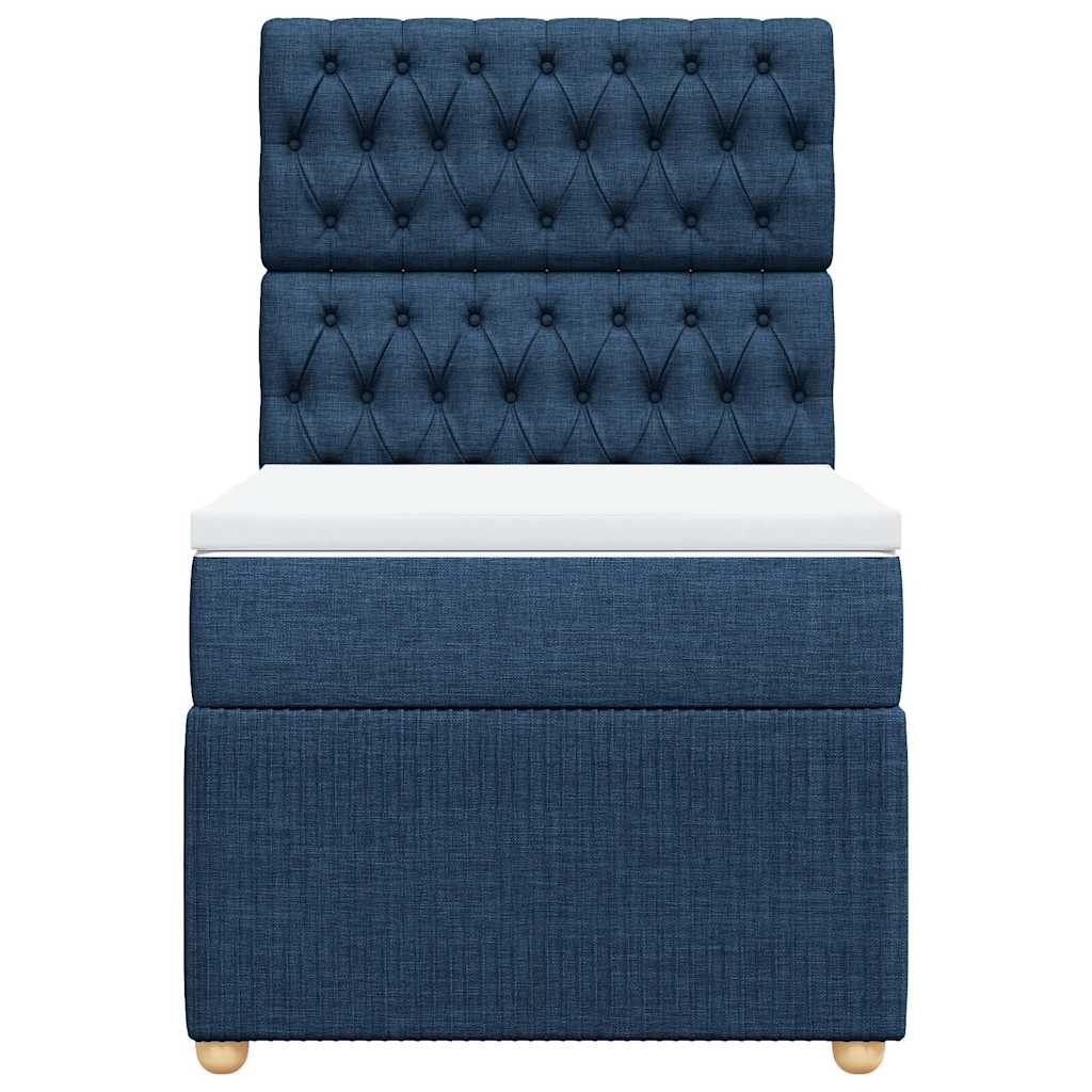 vidaXL Κρεβάτι Boxspring με Στρώμα Μπλε 90x200 εκ.Υφασμάτινο