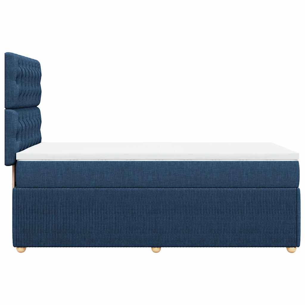 vidaXL Κρεβάτι Boxspring με Στρώμα Μπλε 90x200 εκ.Υφασμάτινο