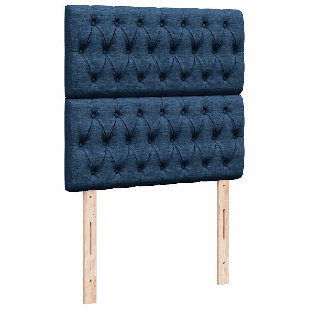 vidaXL Κρεβάτι Boxspring με Στρώμα Μπλε 90x200 εκ.Υφασμάτινο
