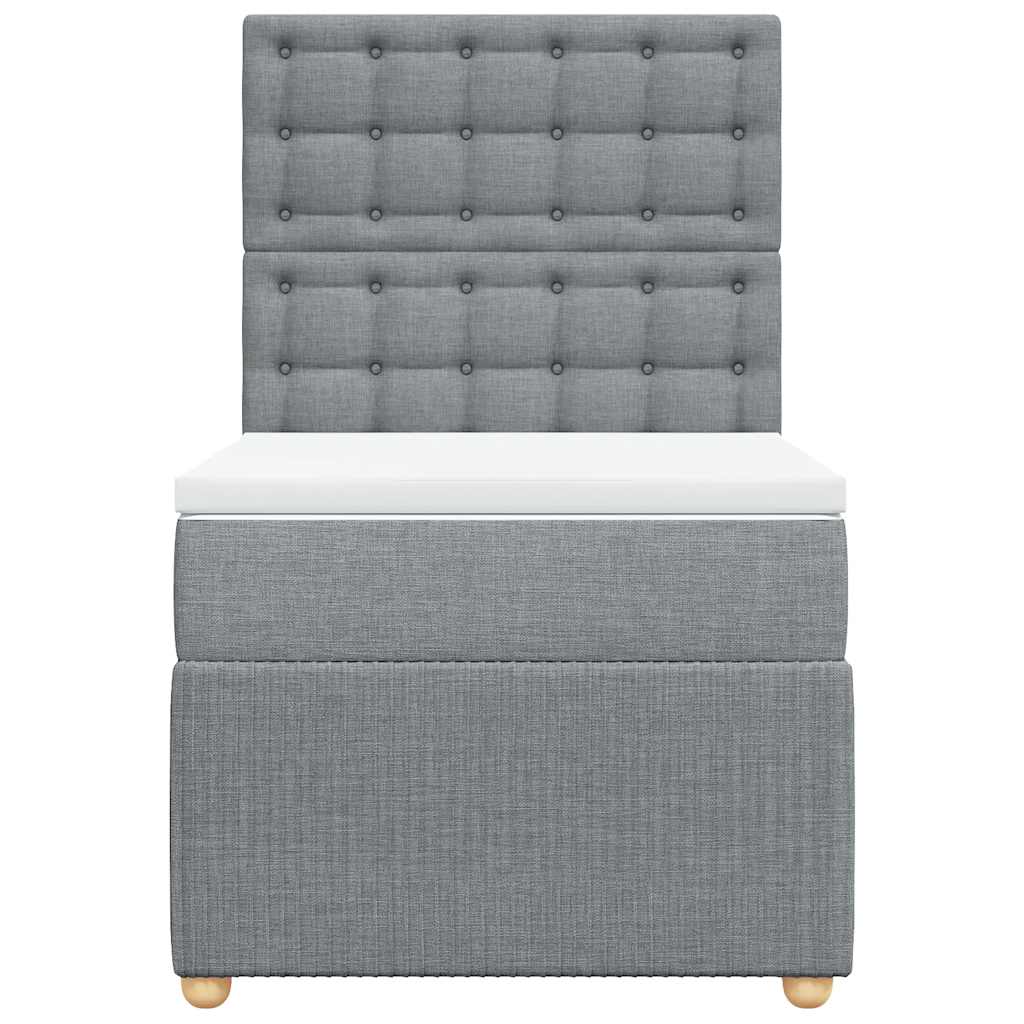vidaXL Κρεβάτι Boxspring με Στρώμα Ανοιχτό Γκρι 90x200 εκ. Υφασμάτινο