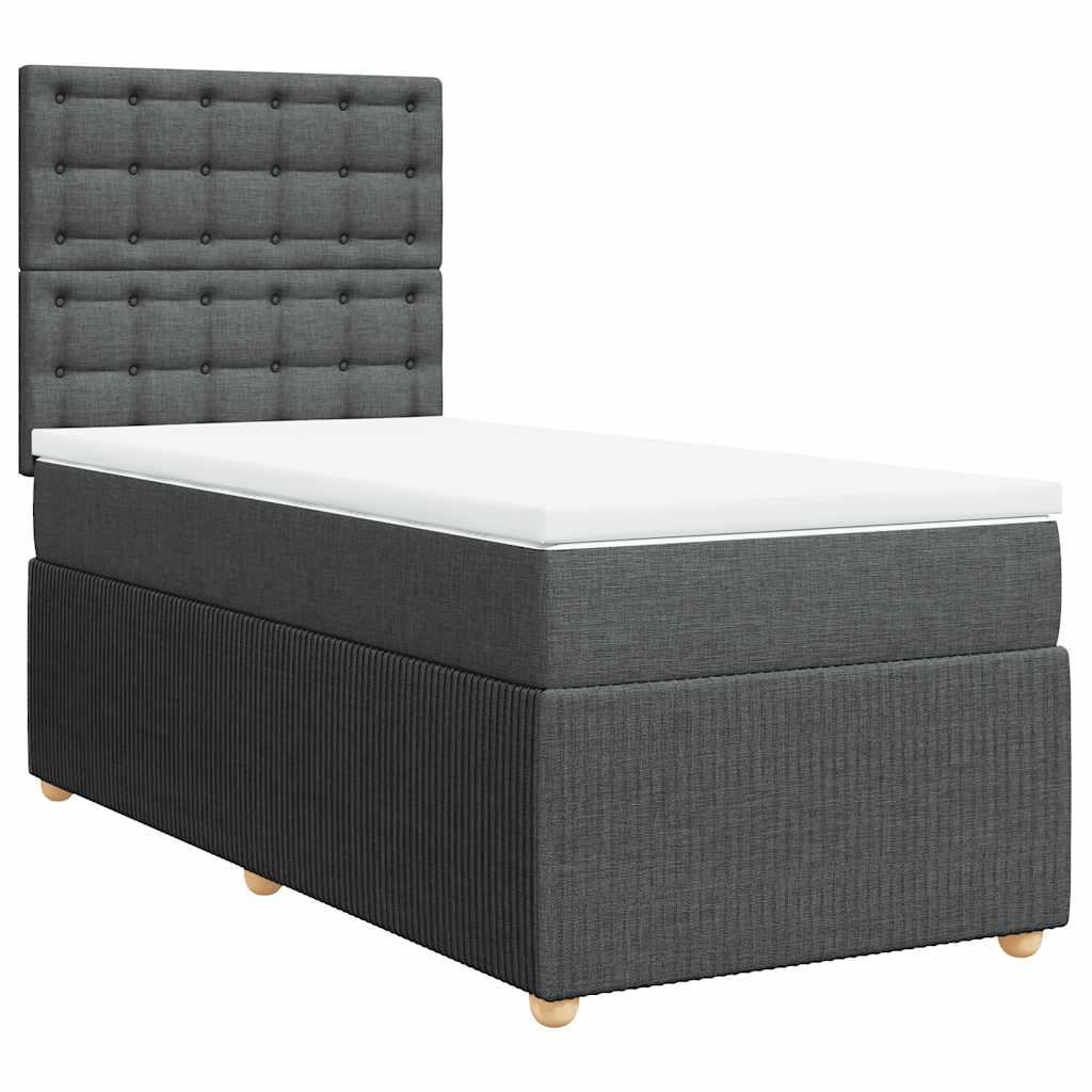 vidaXL Κρεβάτι Boxspring με Στρώμα Σκούρο Γκρι 90x200 εκ. Υφασμάτινο