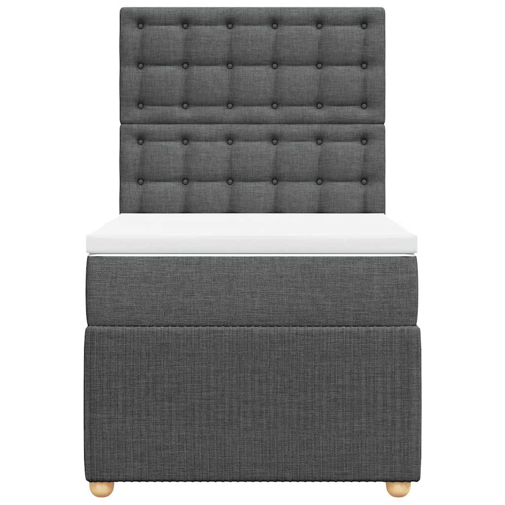 vidaXL Κρεβάτι Boxspring με Στρώμα Σκούρο Γκρι 90x200 εκ. Υφασμάτινο