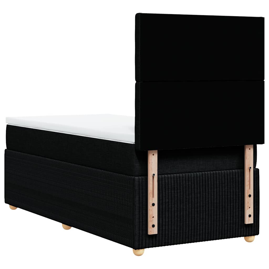 vidaXL Κρεβάτι Boxspring με Στρώμα Μαύρο 90x200 εκ. Υφασμάτινο