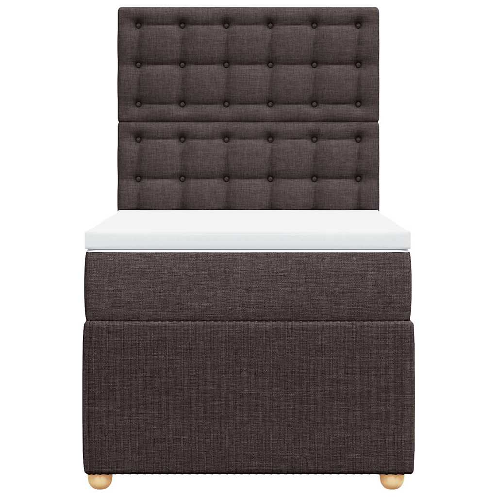 vidaXL Κρεβάτι Boxspring με Στρώμα Σκούρο Καφέ 90x200 εκ. Υφασμάτινο