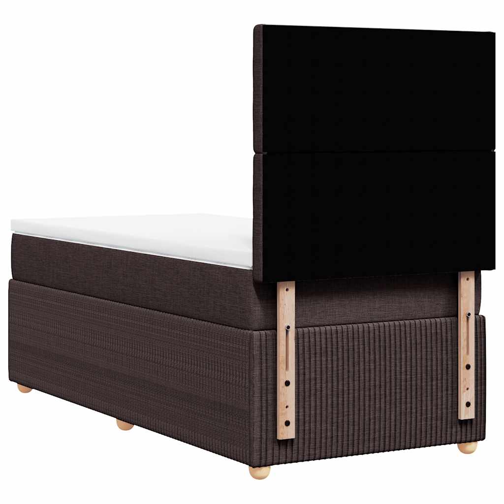 vidaXL Κρεβάτι Boxspring με Στρώμα Σκούρο Καφέ 90x200 εκ. Υφασμάτινο