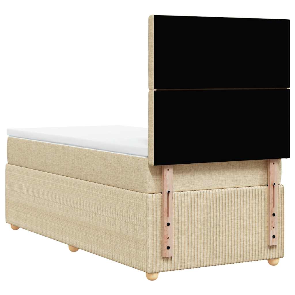 vidaXL Κρεβάτι Boxspring με Στρώμα Κρεμ 90x200 εκ.Υφασμάτινο