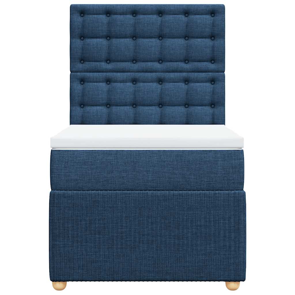 vidaXL Κρεβάτι Boxspring με Στρώμα Μπλε 90x200 εκ.Υφασμάτινο