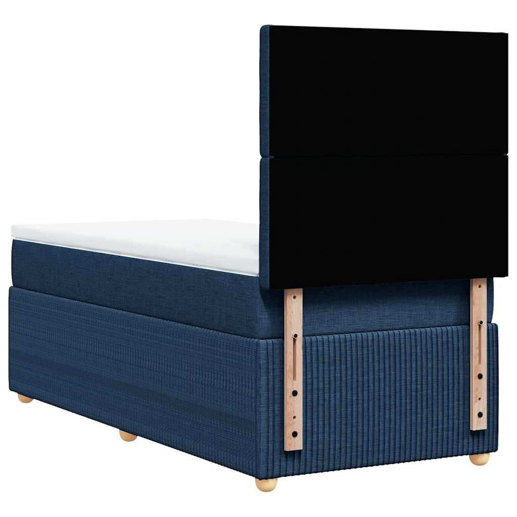 vidaXL Κρεβάτι Boxspring με Στρώμα Μπλε 90x200 εκ.Υφασμάτινο