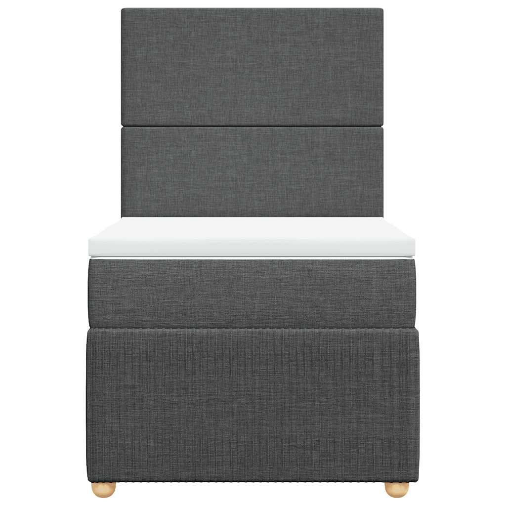 vidaXL Κρεβάτι Boxspring με Στρώμα Σκούρο Γκρι 100x200 εκ. Υφασμάτινο