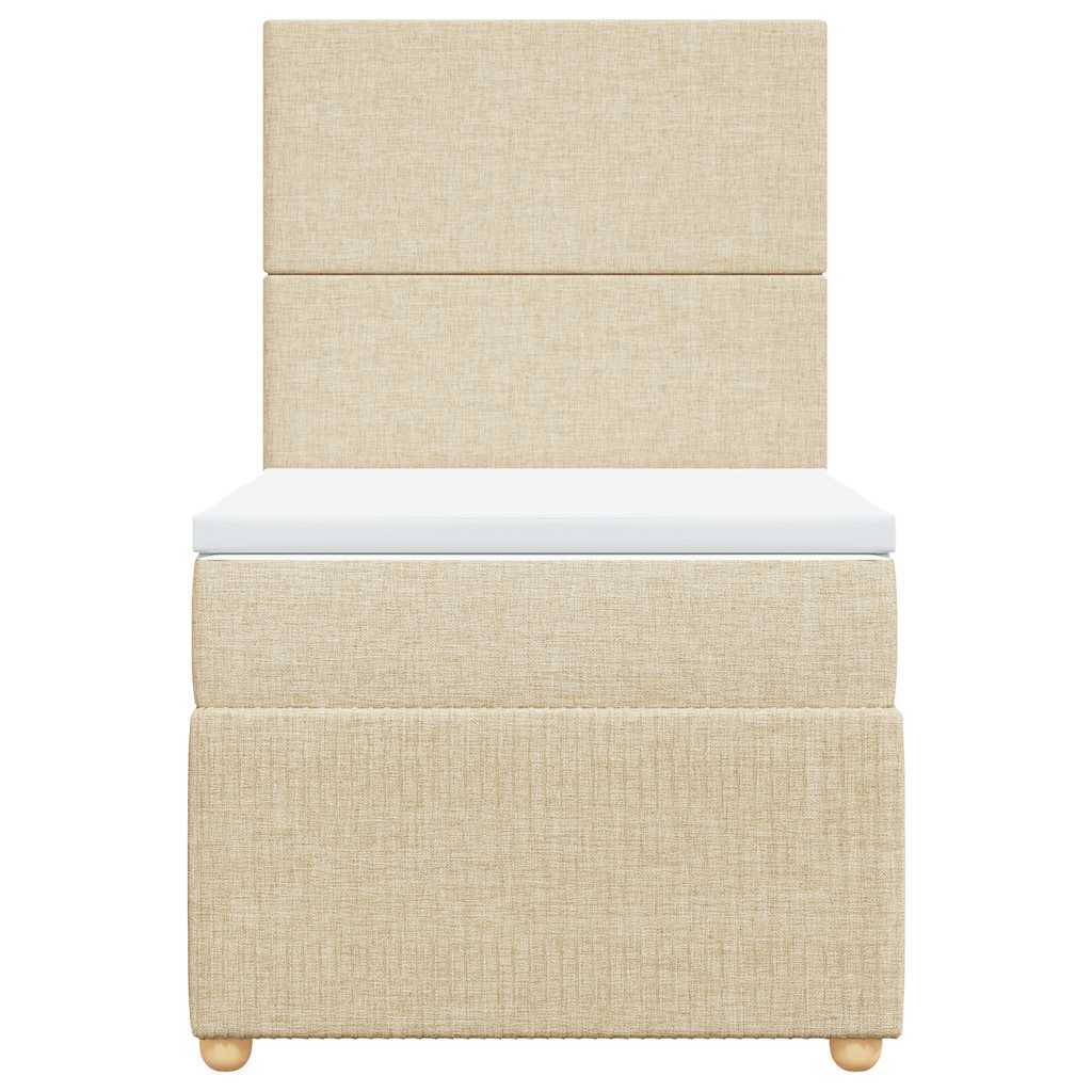 vidaXL Κρεβάτι Boxspring με Στρώμα Κρεμ 100 x 200 εκ. Υφασμάτινο