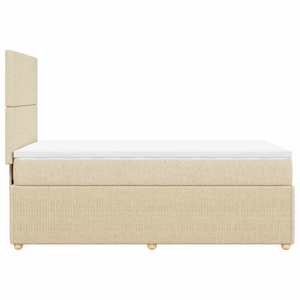 vidaXL Κρεβάτι Boxspring με Στρώμα Κρεμ 100 x 200 εκ. Υφασμάτινο