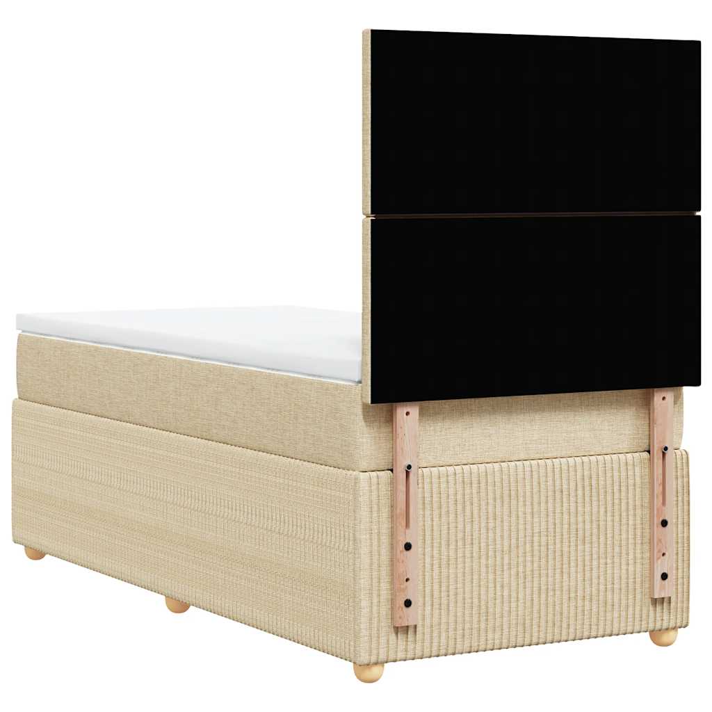 vidaXL Κρεβάτι Boxspring με Στρώμα Κρεμ 100 x 200 εκ. Υφασμάτινο