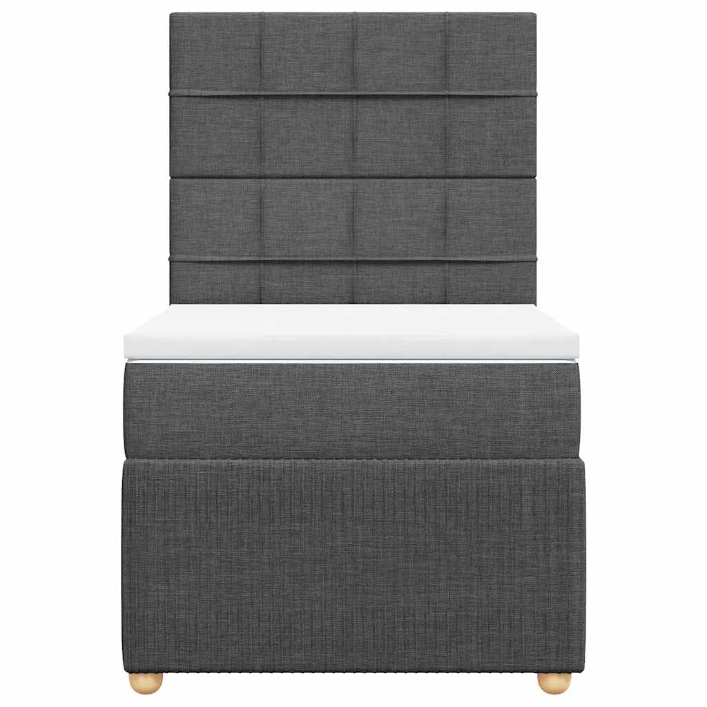 vidaXL Κρεβάτι Boxspring με Στρώμα Σκούρο Γκρι 100x200 εκ. Υφασμάτινο
