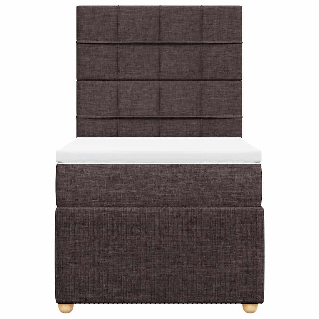 vidaXL Κρεβάτι Boxspring με Στρώμα Σκούρο Καφέ 100x200 εκ. Υφασμάτινο