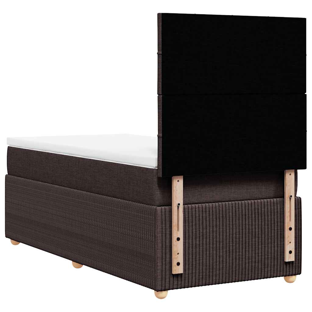 vidaXL Κρεβάτι Boxspring με Στρώμα Σκούρο Καφέ 100x200 εκ. Υφασμάτινο