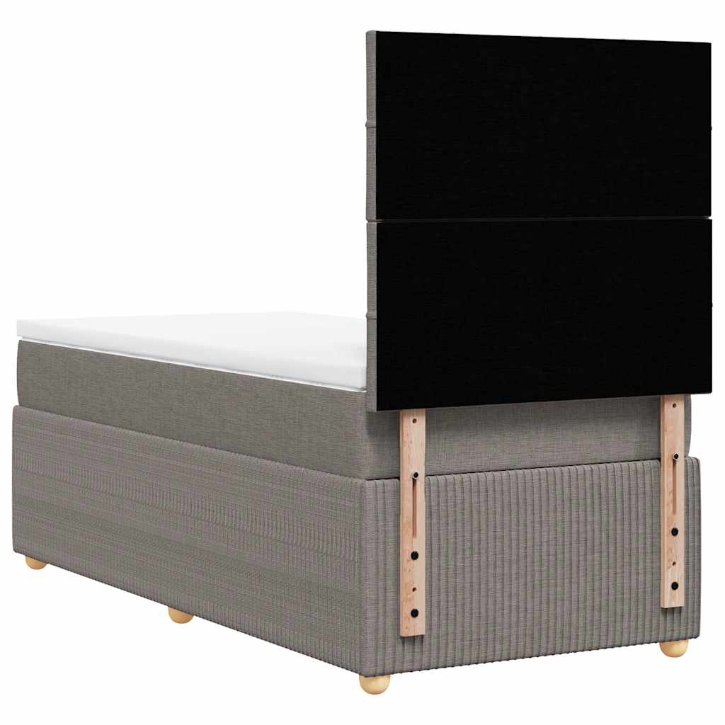 vidaXL Κρεβάτι Boxspring με Στρώμα Taupe 100 x 200 εκ. Υφασμάτινο