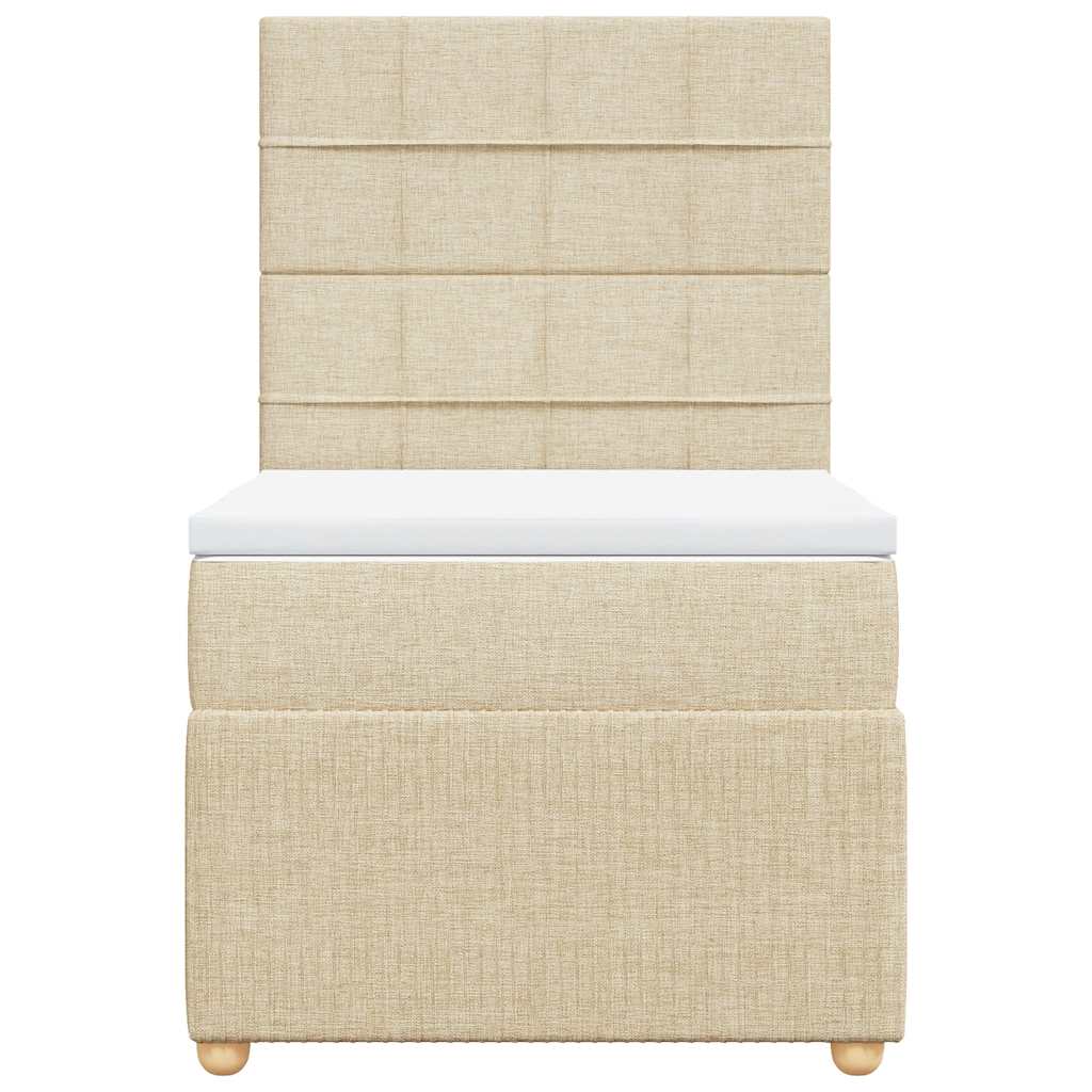 vidaXL Κρεβάτι Boxspring με Στρώμα Κρεμ 100 x 200 εκ. Υφασμάτινο