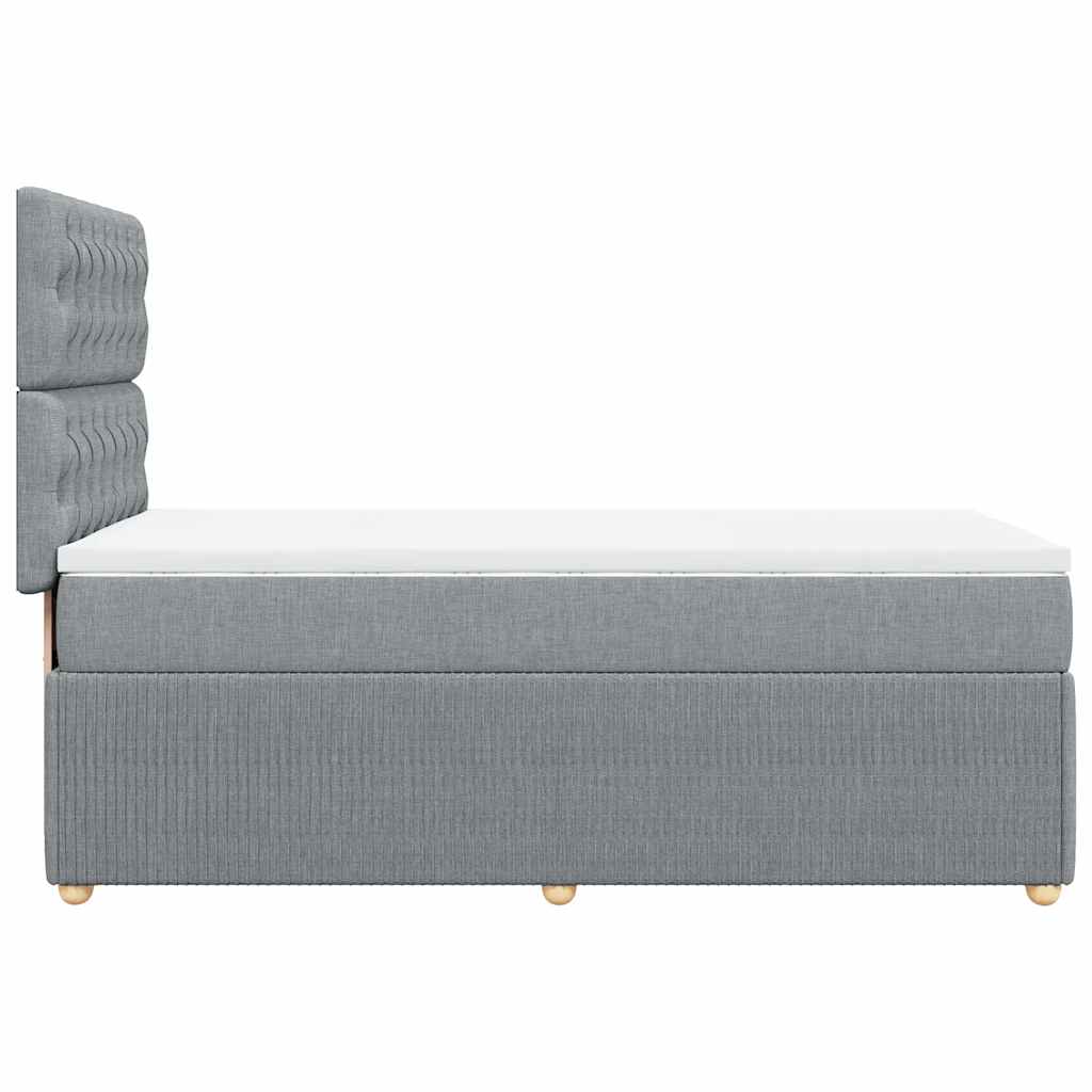vidaXL Κρεβάτι Boxspring με Στρώμα Ανοιχτό Γκρι 100x200 εκ. Υφασμάτινο