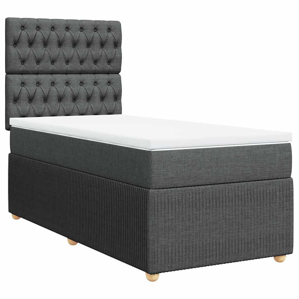 vidaXL Κρεβάτι Boxspring με Στρώμα Σκούρο Γκρι 100x200 εκ. Υφασμάτινο