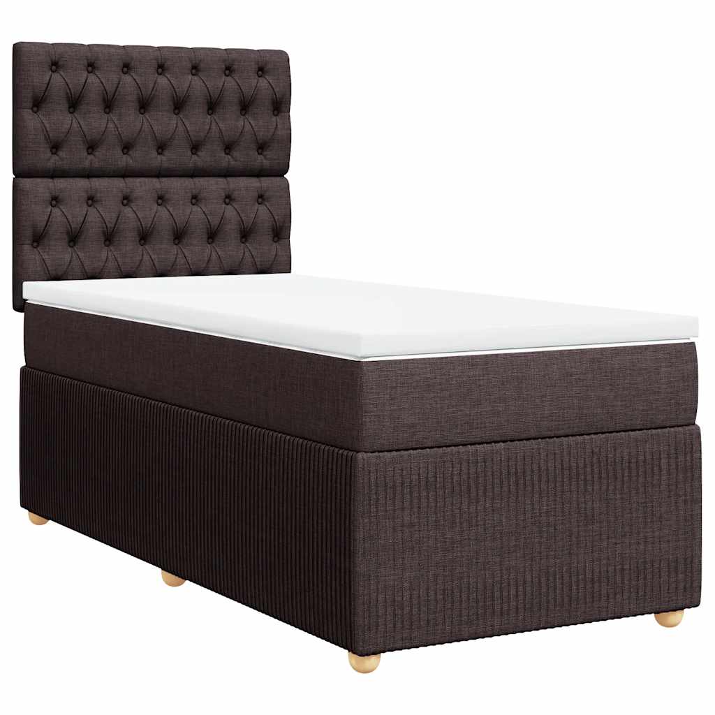 vidaXL Κρεβάτι Boxspring με Στρώμα Σκούρο Καφέ 100x200 εκ. Υφασμάτινο