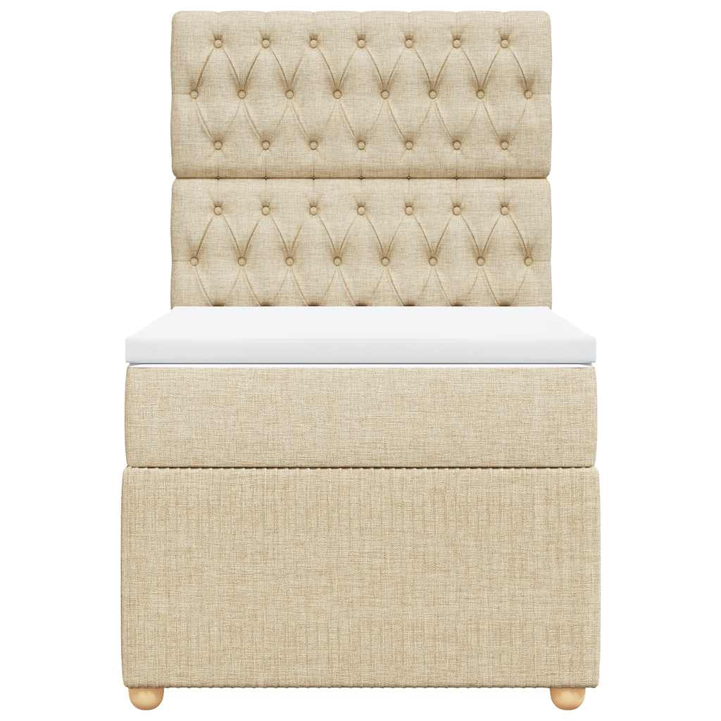 vidaXL Κρεβάτι Boxspring με Στρώμα Κρεμ 100 x 200 εκ. Υφασμάτινο