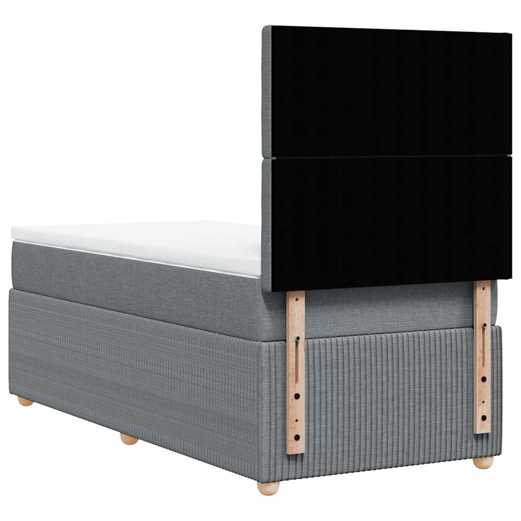 vidaXL Κρεβάτι Boxspring με Στρώμα Ανοιχτό Γκρι 100x200 εκ. Υφασμάτινο