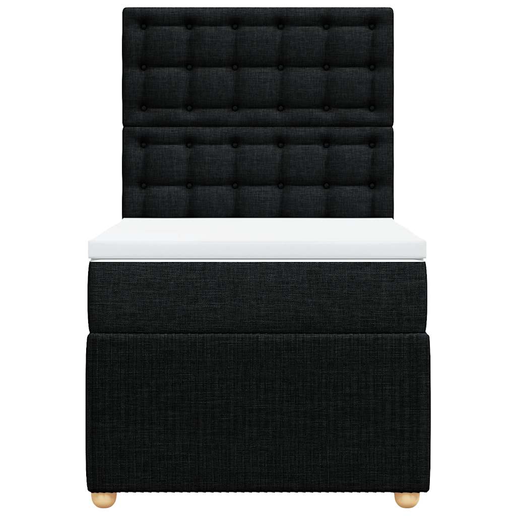 vidaXL Κρεβάτι Boxspring με Στρώμα Μαύρο 100 x 200 εκ. Υφασμάτινο