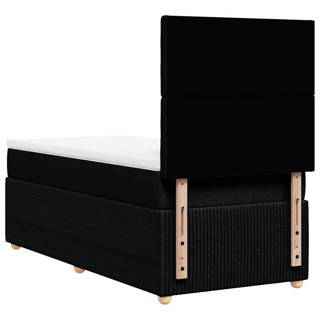 vidaXL Κρεβάτι Boxspring με Στρώμα Μαύρο 100 x 200 εκ. Υφασμάτινο