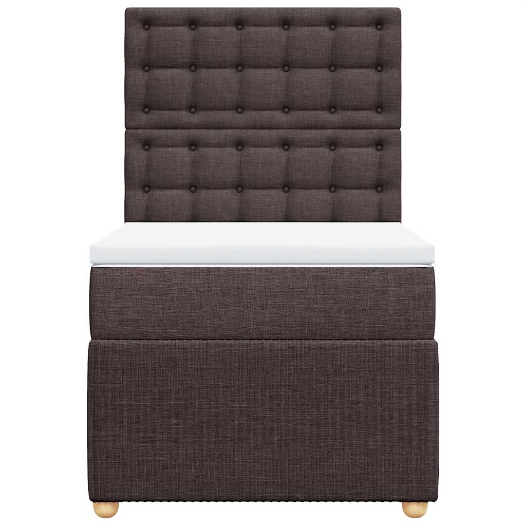 vidaXL Κρεβάτι Boxspring με Στρώμα Σκούρο Καφέ 100x200 εκ. Υφασμάτινο