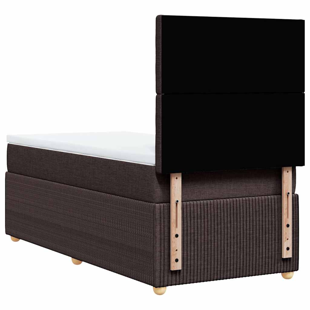 vidaXL Κρεβάτι Boxspring με Στρώμα Σκούρο Καφέ 100x200 εκ. Υφασμάτινο