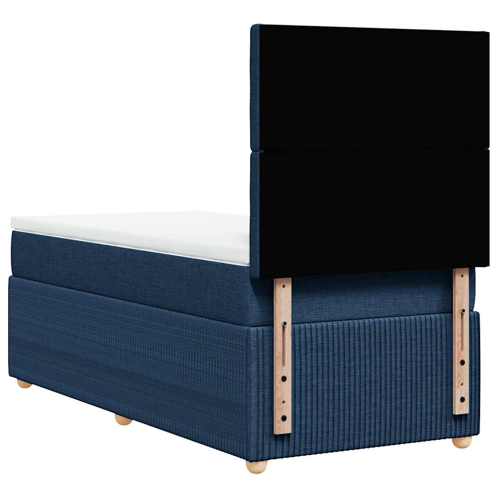 vidaXL Κρεβάτι Boxspring με Στρώμα Μπλε 100 x 200 εκ. Υφασμάτινο