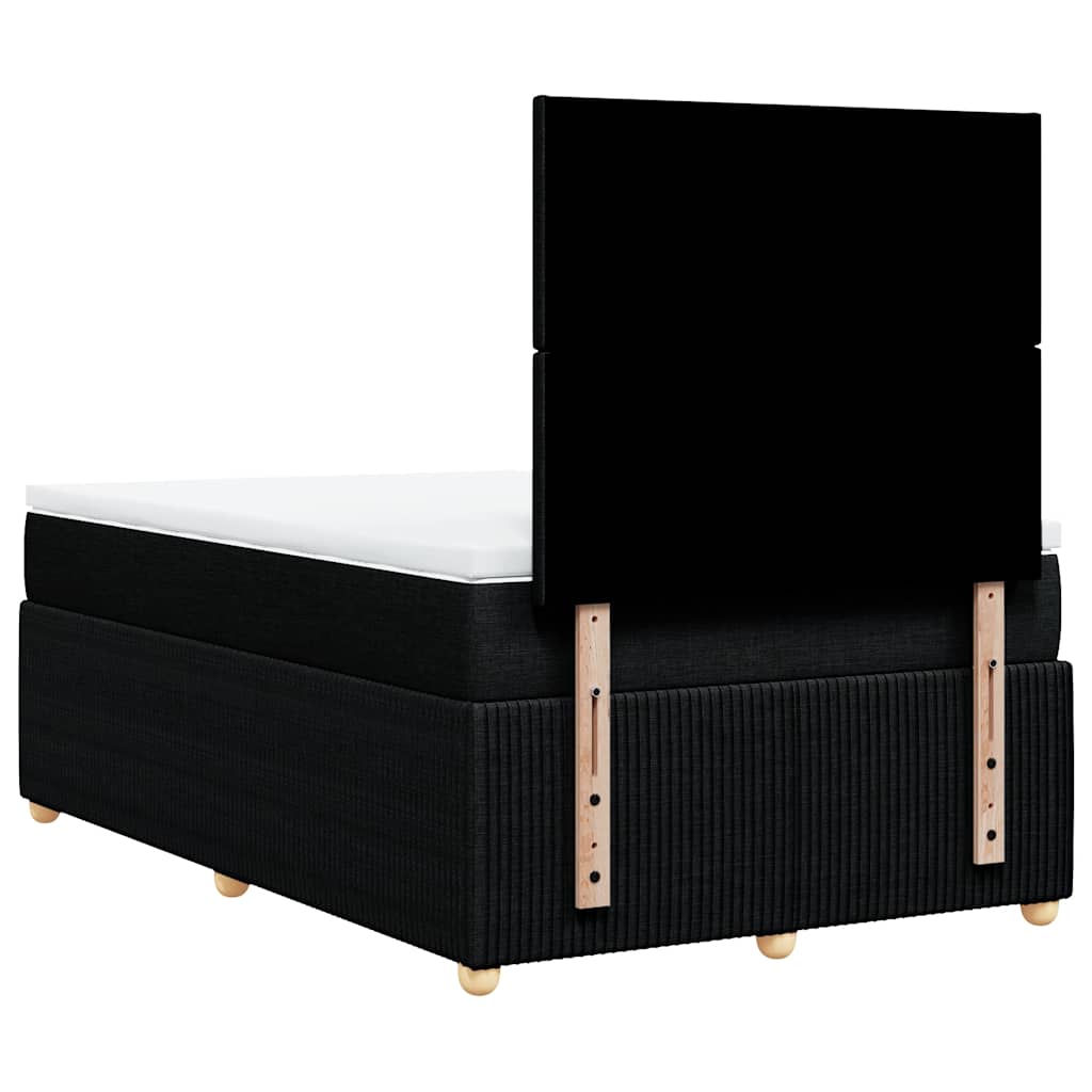 vidaXL Κρεβάτι Boxspring με Στρώμα Μαύρο 120x190 εκ. Υφασμάτινο