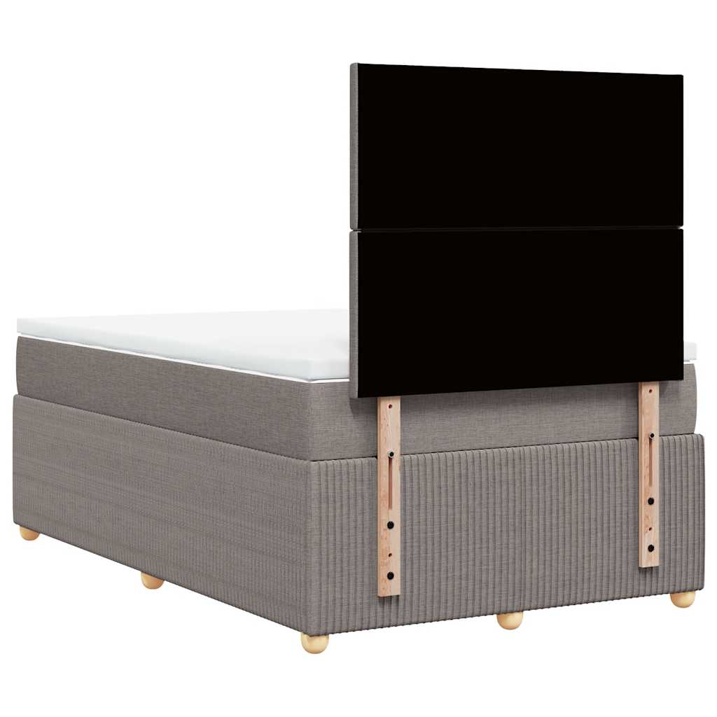 vidaXL Κρεβάτι Boxspring με Στρώμα Taupe 120x190 εκ. Υφασμάτινο