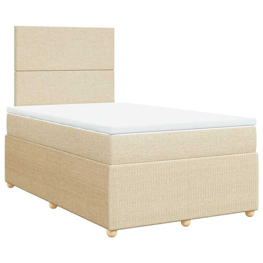 vidaXL Κρεβάτι Boxspring με Στρώμα Κρεμ 120x190 εκ. Υφασμάτινο