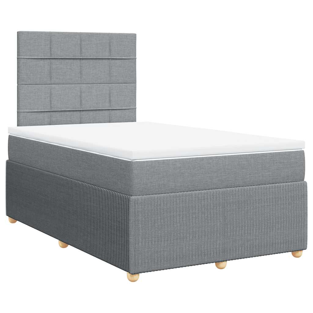 vidaXL Κρεβάτι Boxspring με Στρώμα Ανοιχτό Γκρι 120x190 εκ. Υφασμάτινο
