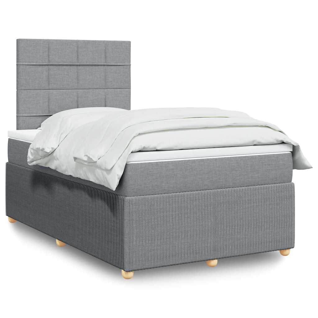 vidaXL Κρεβάτι Boxspring με Στρώμα Ανοιχτό Γκρι 120x190 εκ. Υφασμάτινο