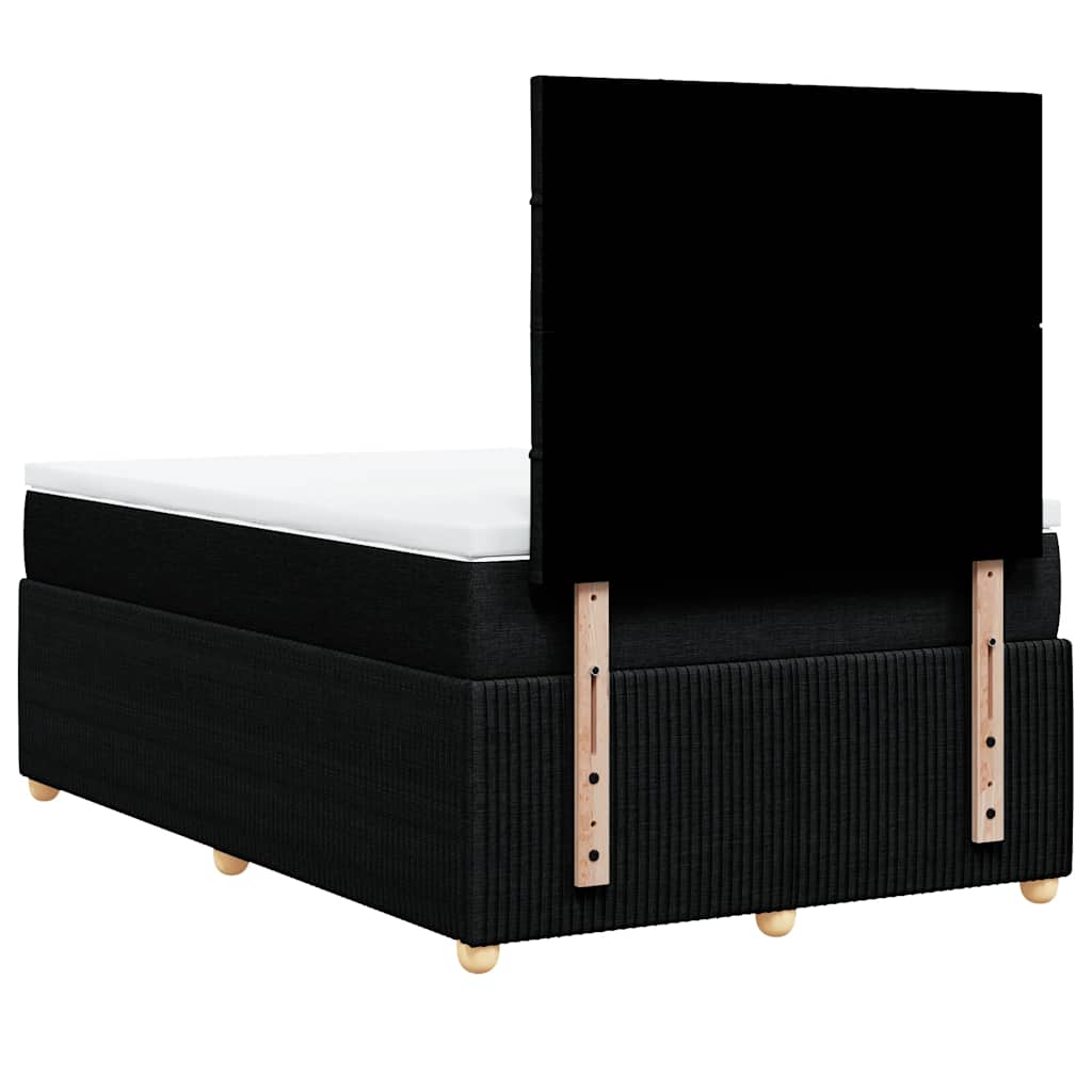 vidaXL Κρεβάτι Boxspring με Στρώμα Μαύρο 120x190 εκ. Υφασμάτινο