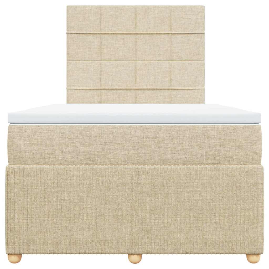 vidaXL Κρεβάτι Boxspring με Στρώμα Κρεμ 120x190 εκ. Υφασμάτινο