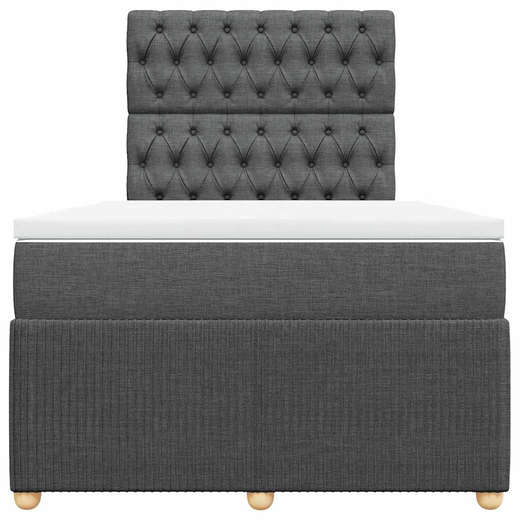 vidaXL Κρεβάτι Boxspring με Στρώμα Σκούρο Γκρι 120x190 εκ Υφασμάτινο