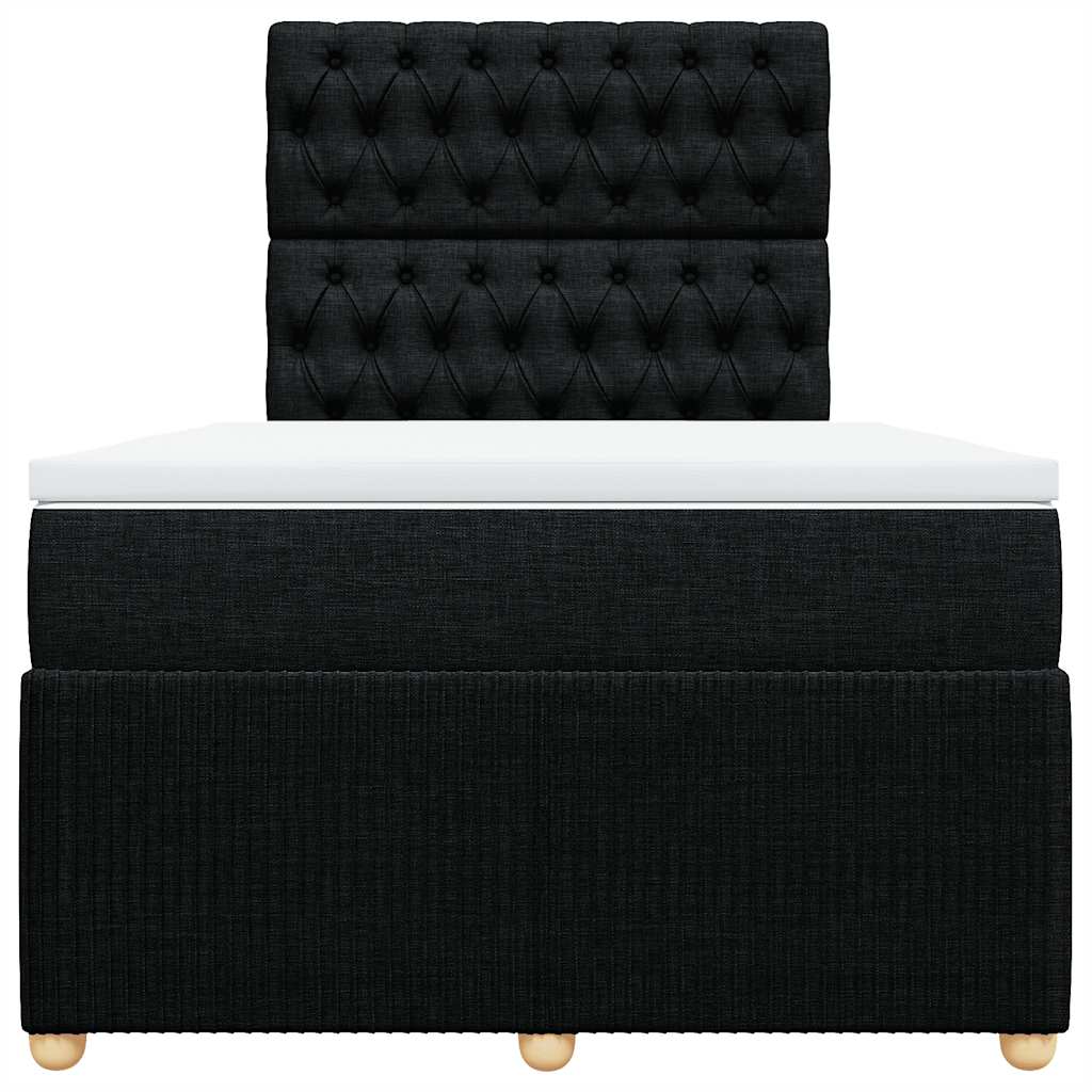 vidaXL Κρεβάτι Boxspring με Στρώμα Μαύρο 120x190 εκ. Υφασμάτινο