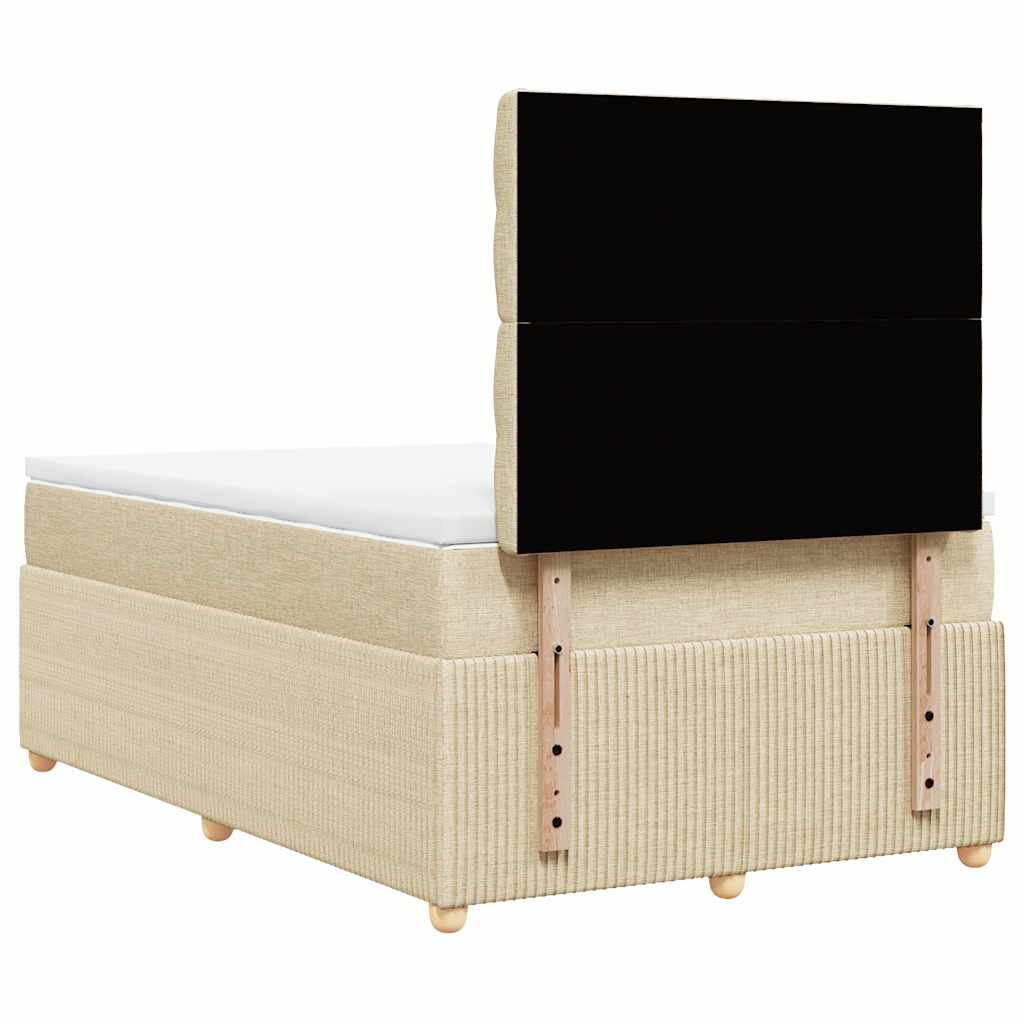 vidaXL Κρεβάτι Boxspring με Στρώμα Κρεμ 120x190 εκ. Υφασμάτινο