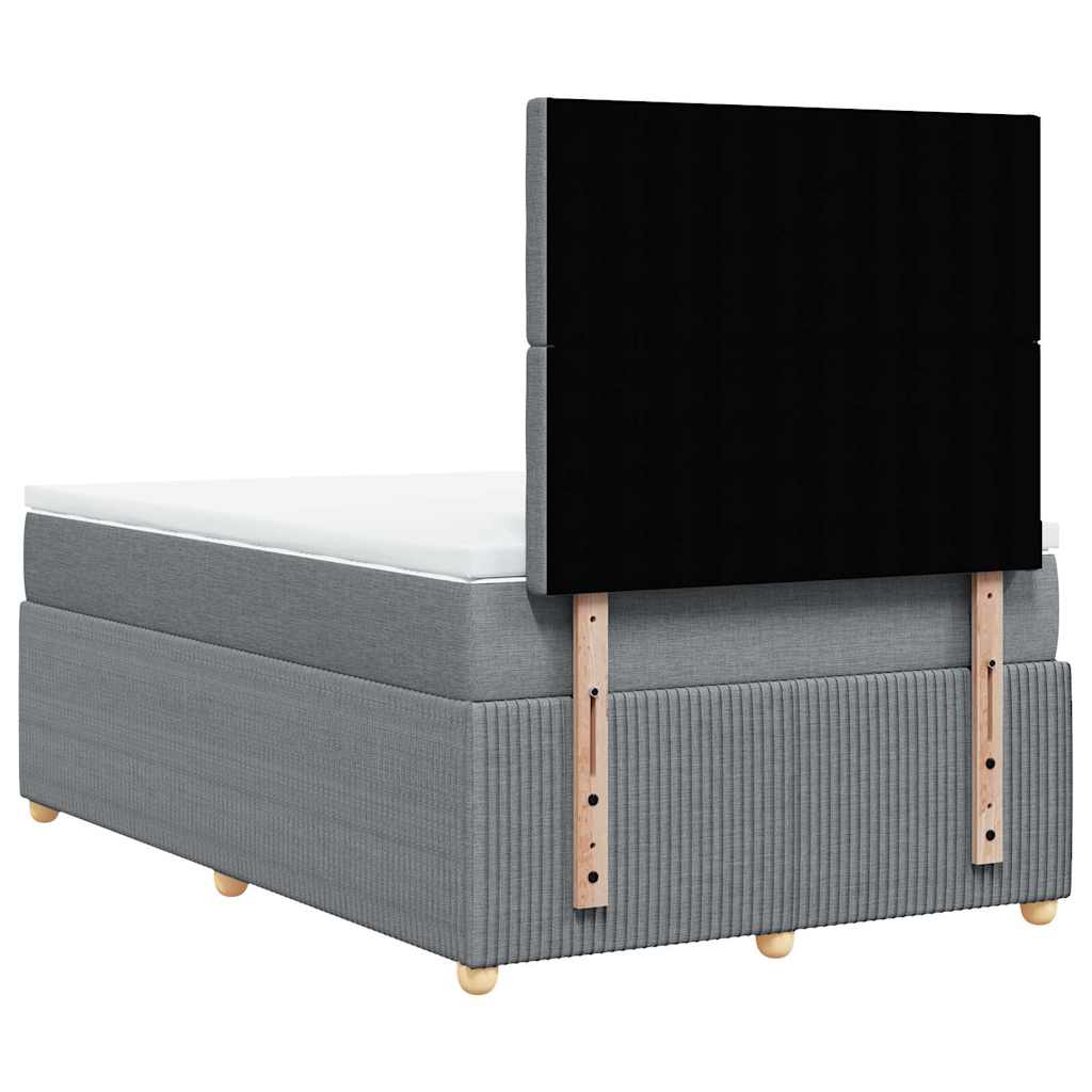 vidaXL Κρεβάτι Boxspring με Στρώμα Ανοιχτό Γκρι 120x190 εκ. Υφασμάτινο