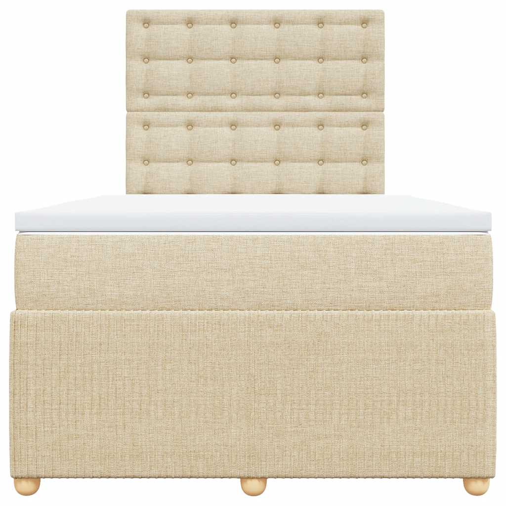 vidaXL Κρεβάτι Boxspring με Στρώμα Κρεμ 120x190 εκ. Υφασμάτινο