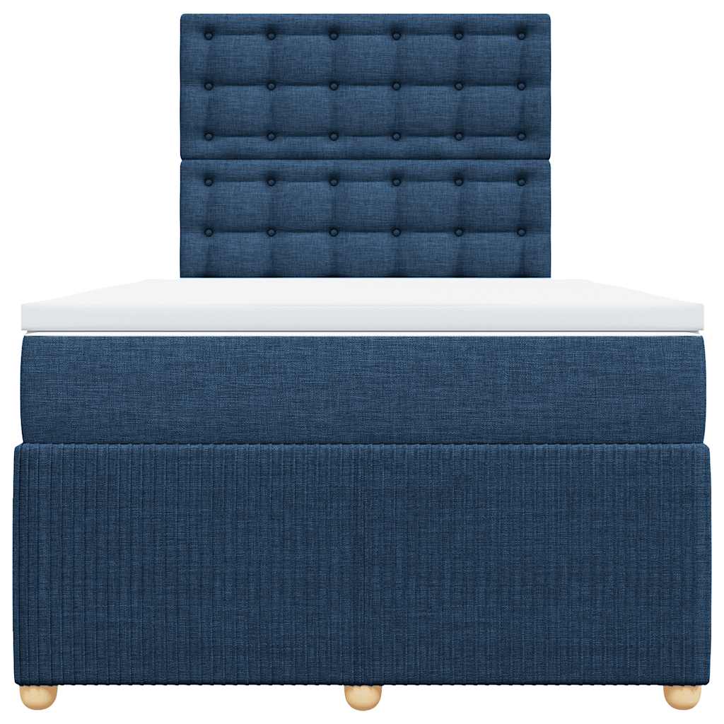 vidaXL Κρεβάτι Boxspring με Στρώμα Μπλε 120x190 εκ. Υφασμάτινο