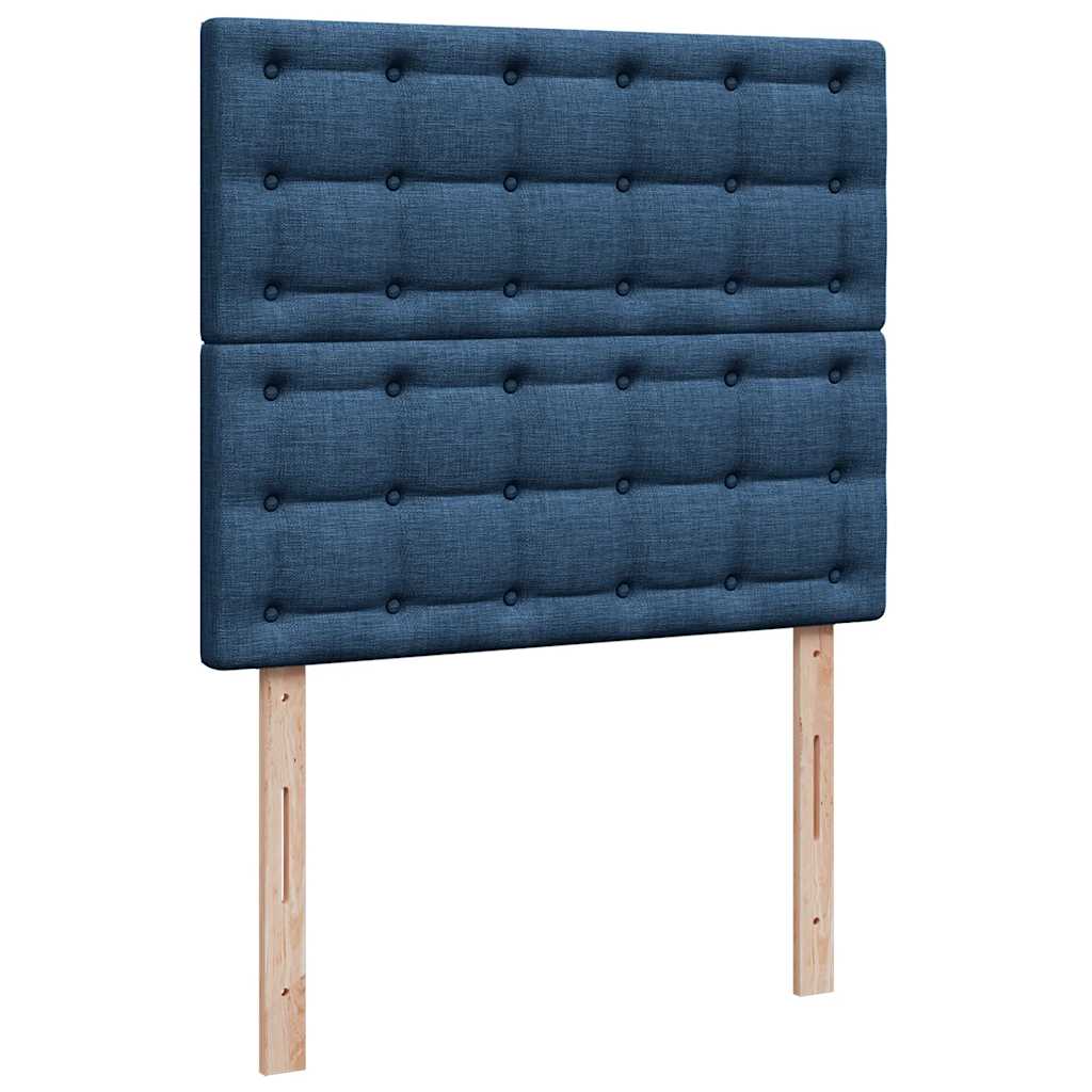 vidaXL Κρεβάτι Boxspring με Στρώμα Μπλε 120x190 εκ. Υφασμάτινο