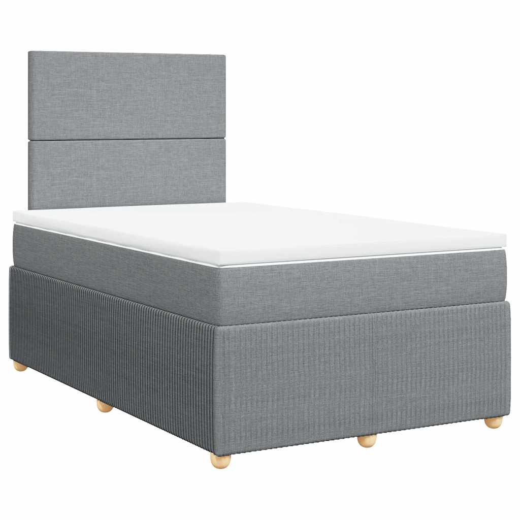 vidaXL Κρεβάτι Boxspring με Στρώμα Ανοιχτό Γκρι 120x200 εκ. Υφασμάτινο