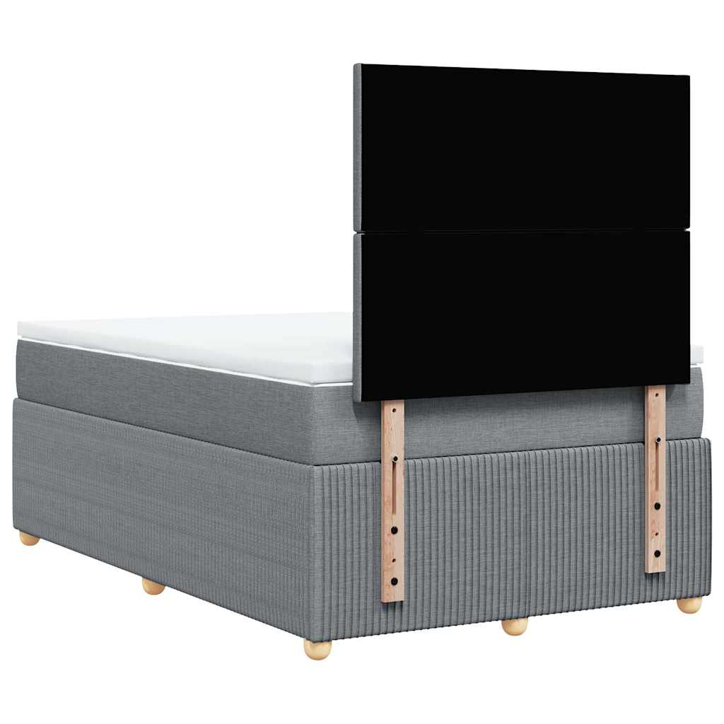 vidaXL Κρεβάτι Boxspring με Στρώμα Ανοιχτό Γκρι 120x200 εκ. Υφασμάτινο