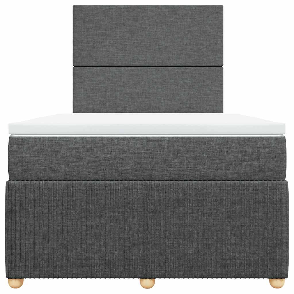 vidaXL Κρεβάτι Boxspring με Στρώμα Σκούρο Γκρι 120x200 εκ. Υφασμάτινο