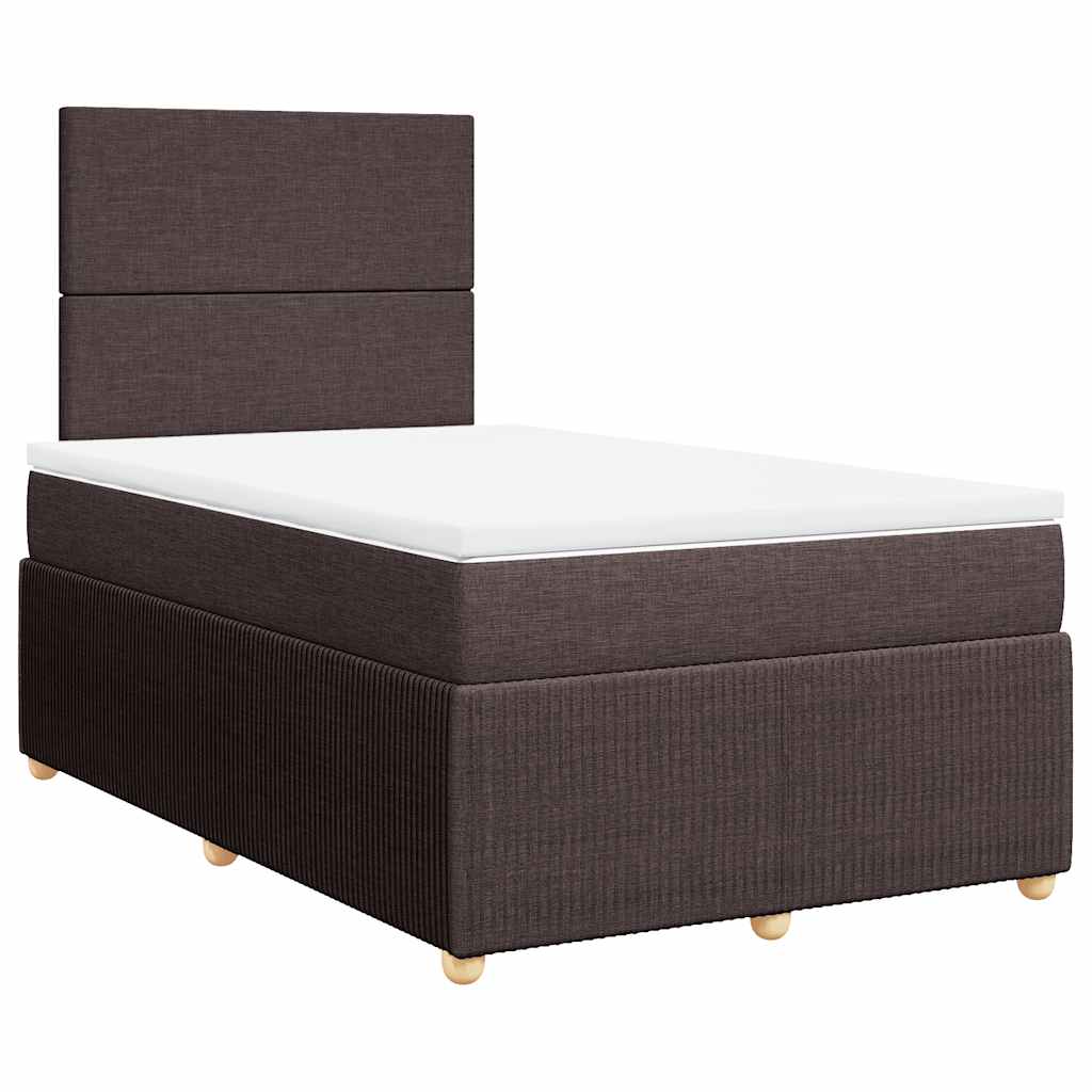 vidaXL Κρεβάτι Boxspring με Στρώμα Σκούρο Καφέ 120x200 εκ. Υφασμάτινο